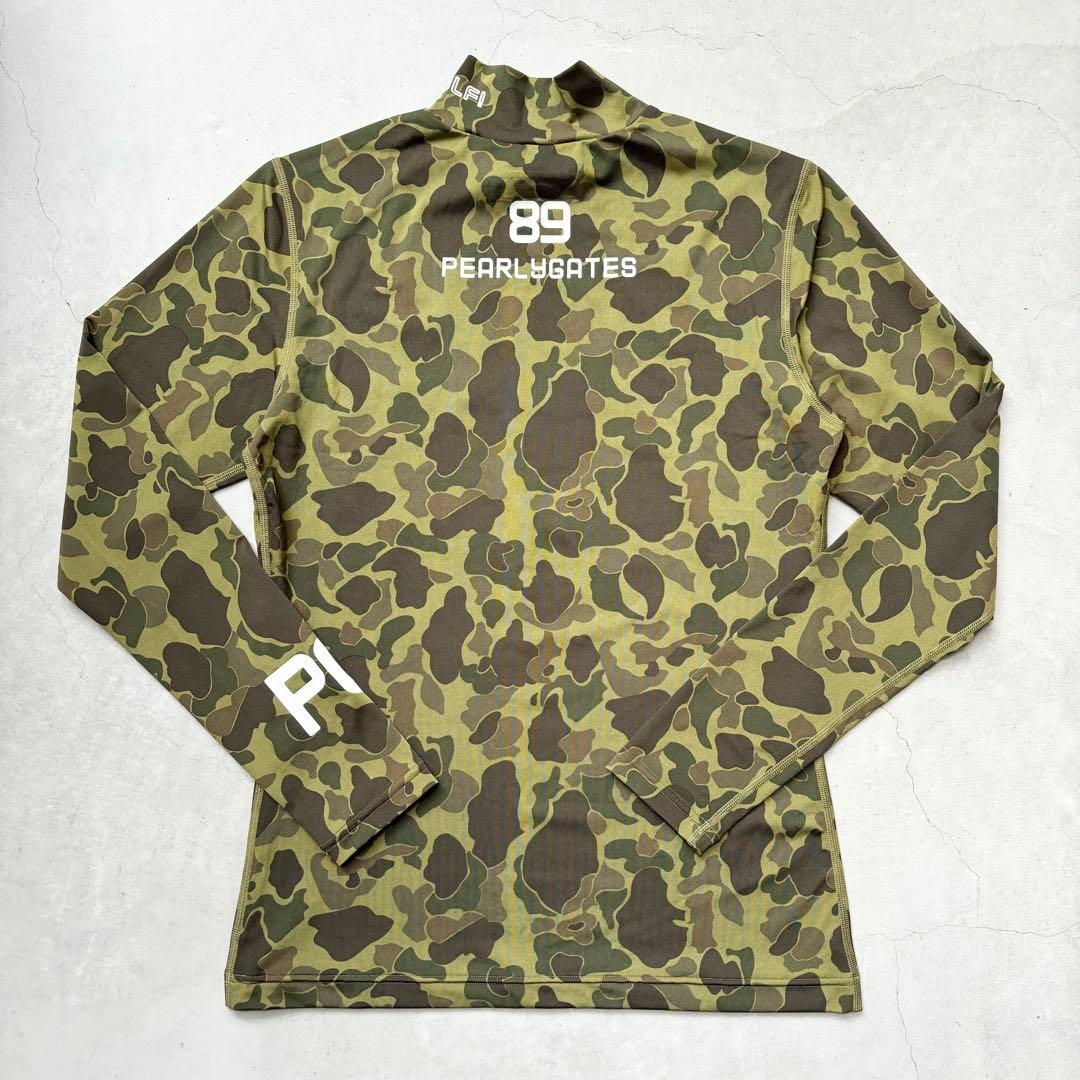 【極美品】PEARLY GATES 長袖インナーモックネックシャツ ロゴ 迷彩