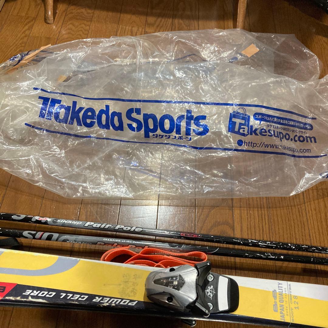 スキー板　128㎝　ビンディング　ストック　セット
