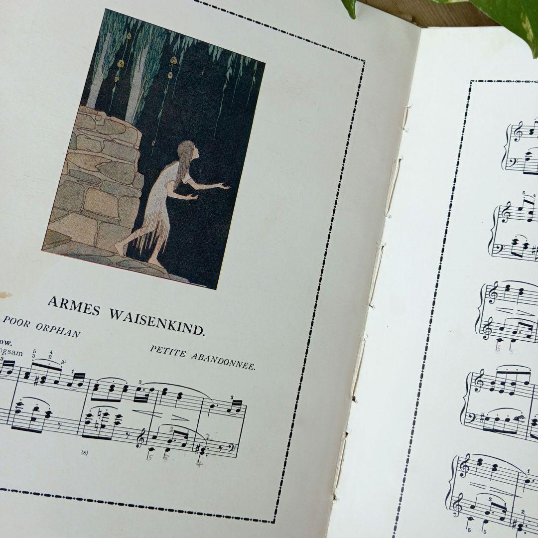 洋書古書1922年メッセージ　楽譜シューマン　ルメール画集アンティーク 水彩画