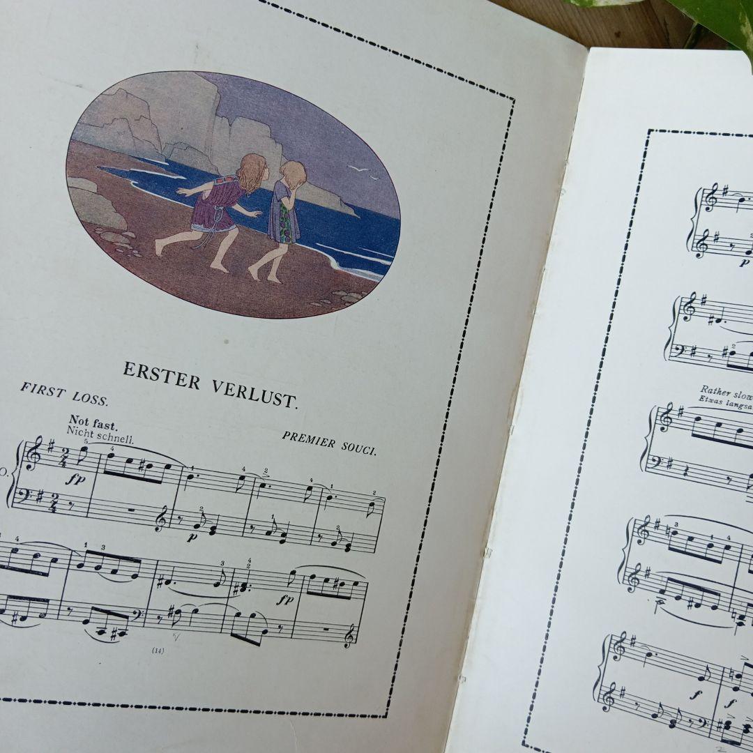 洋書古書1922年メッセージ　楽譜シューマン　ルメール画集アンティーク 水彩画