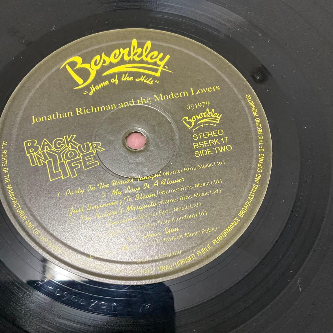 ジョナサンリッチマン　イギリス盤レコード　Back In Your Life
