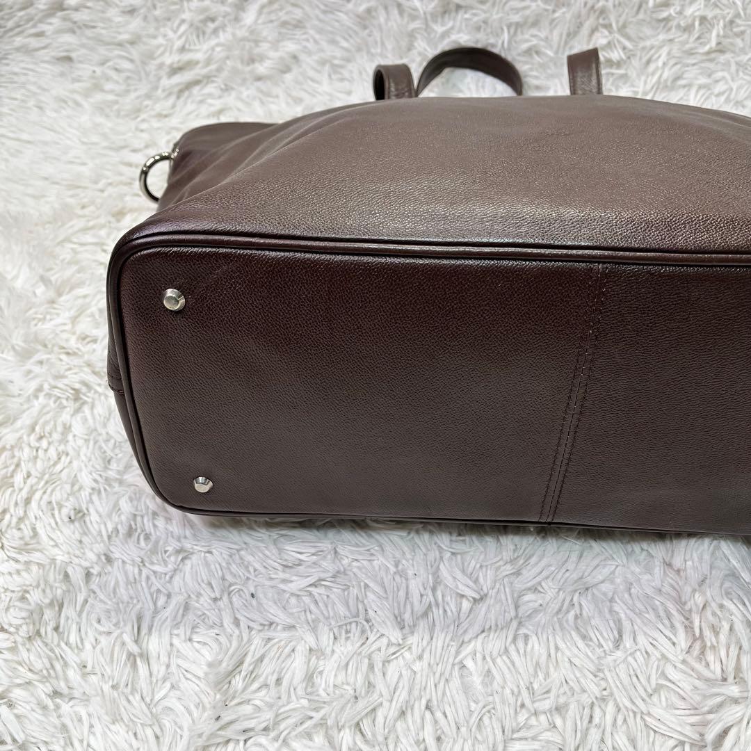 良品✨ポーター リンク メンズ レザー トートバッグ 大容量　A4収納 ブラウン