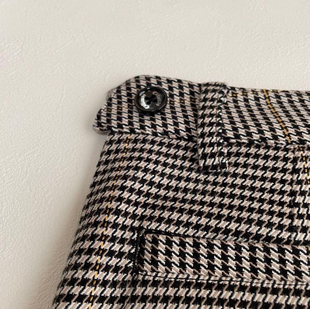 キャロウェイ　ストレッチ　千鳥　チェック　スカート　プリーツ ベルト