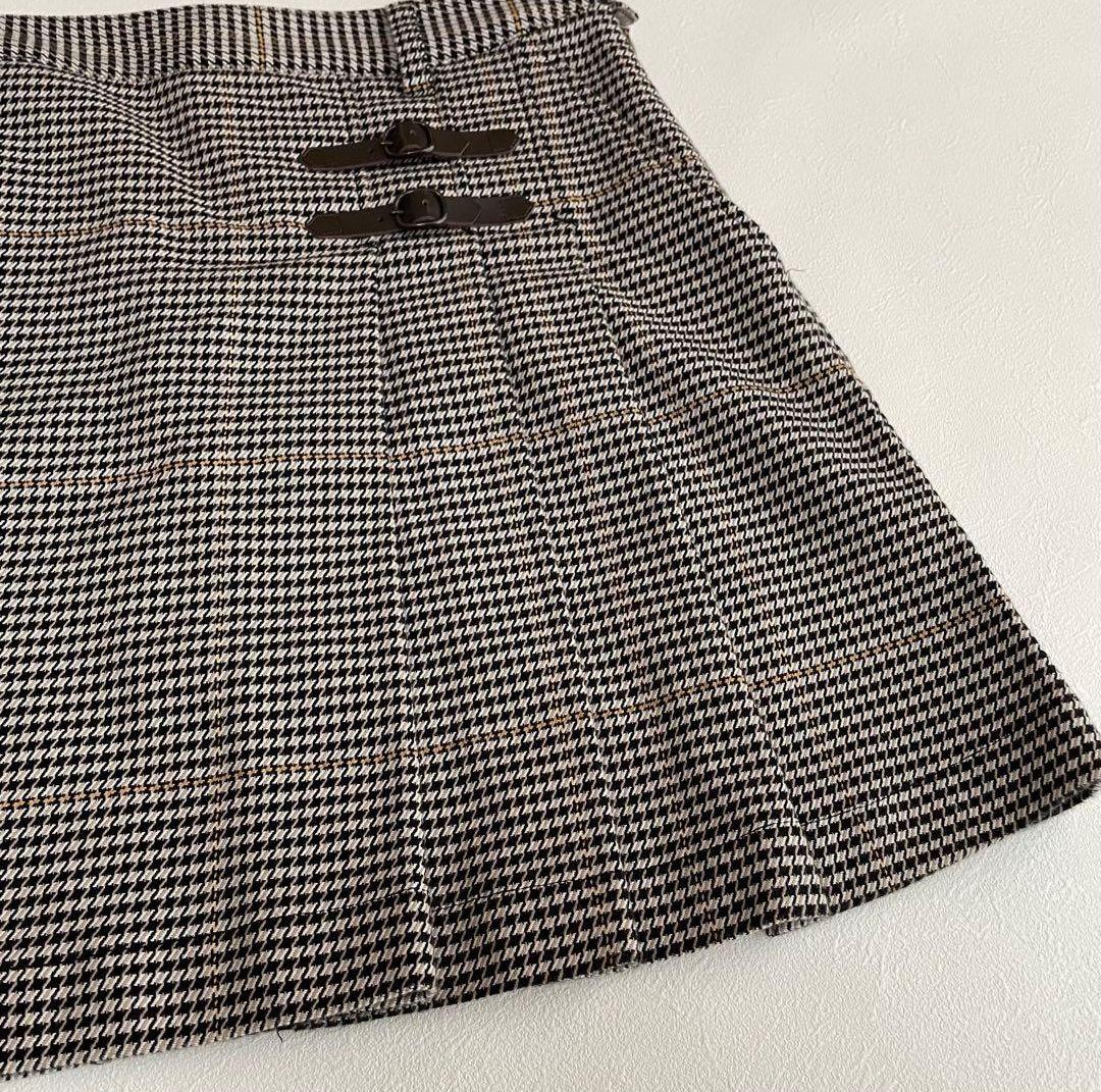 キャロウェイ　ストレッチ　千鳥　チェック　スカート　プリーツ ベルト