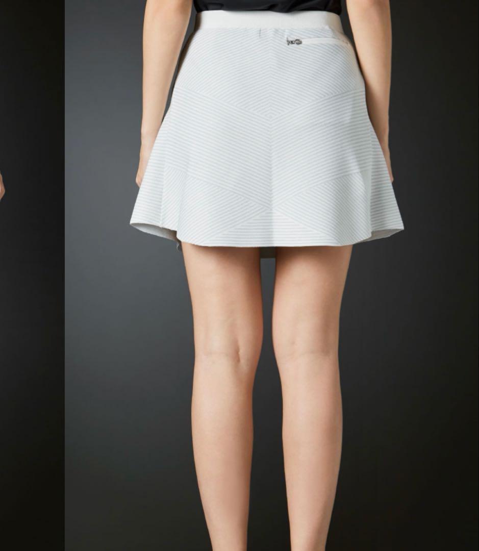 美品　デサントゴルフ　ホワイト　ボーダー　M ダブルジャカード