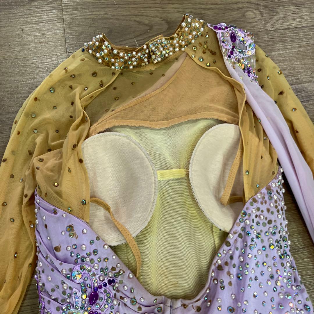 3.4 社交ダンス 競技 ドレス スタンダード ラベンダー パープル ビジュー