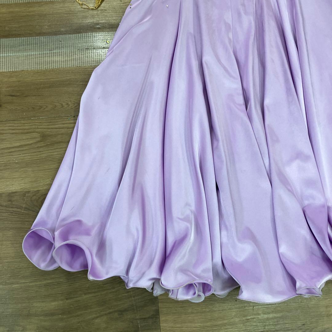 3.4 社交ダンス 競技 ドレス スタンダード ラベンダー パープル ビジュー