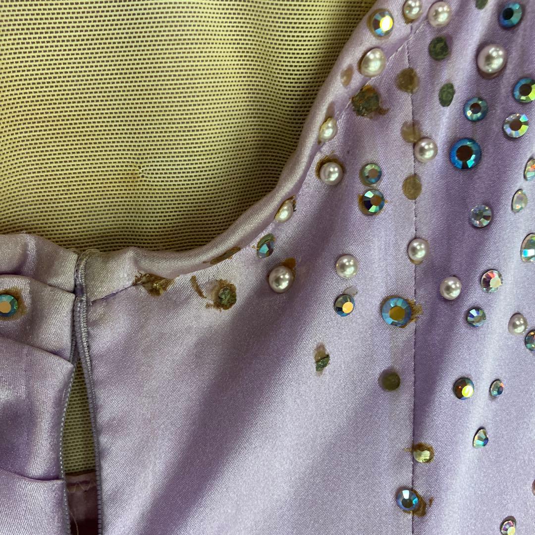 3.4 社交ダンス 競技 ドレス スタンダード ラベンダー パープル ビジュー