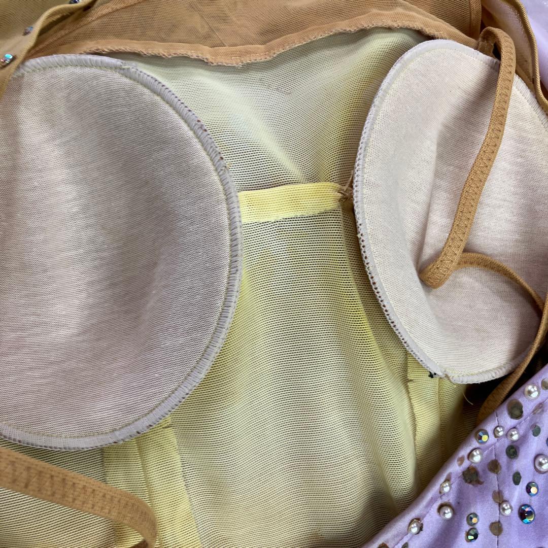 3.4 社交ダンス 競技 ドレス スタンダード ラベンダー パープル ビジュー