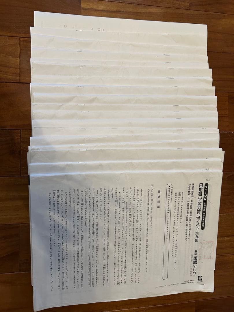 日能研6年（2025年度）公開模試　育成テスト　夏期春期テスト4科目＋おまけ