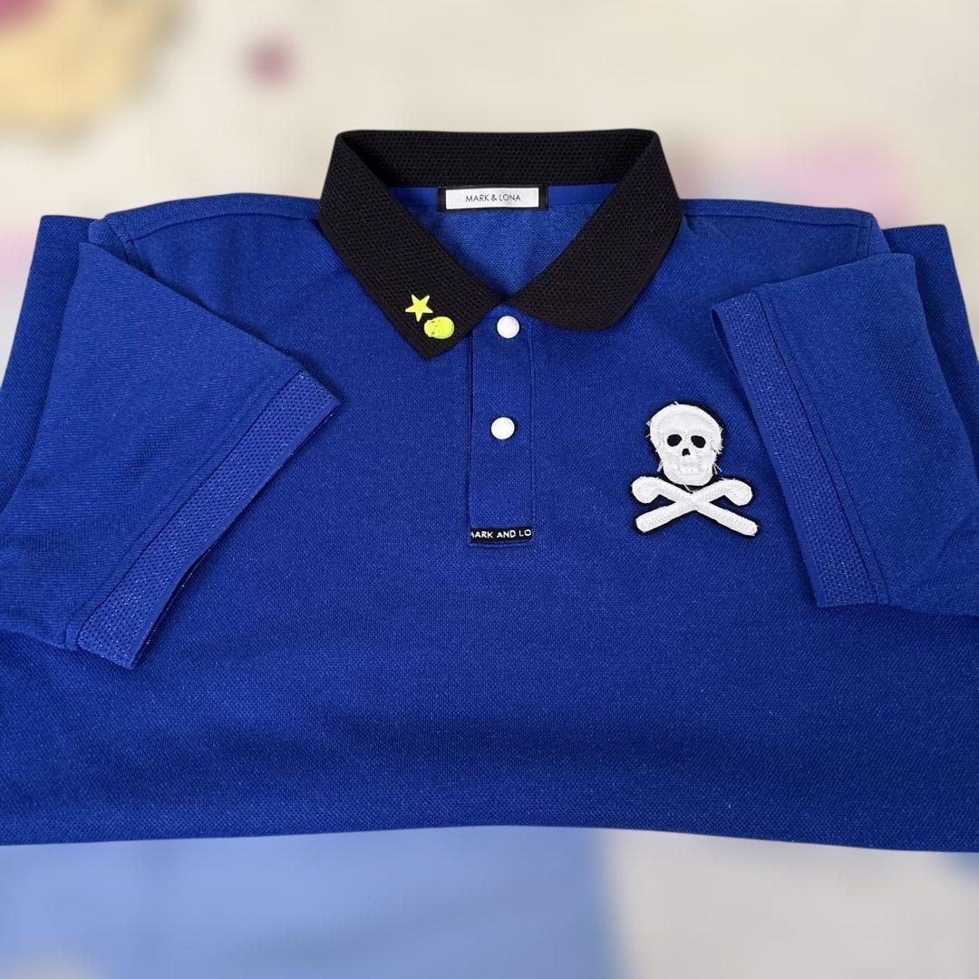 ⭐️正規品⭐️MARK & LONA 青 ポロシャツ スカル刺繍