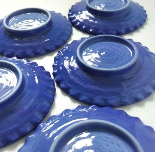 海野裕 ルリ色 輪花皿 中皿 染付 フリル ブルー 青 皿 和食器 5客揃