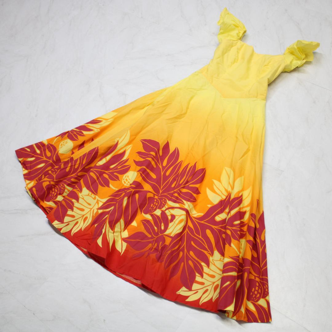 【美品 日本製 フラダンス衣装】イエロー Paondor ワンピース ドレス 黄