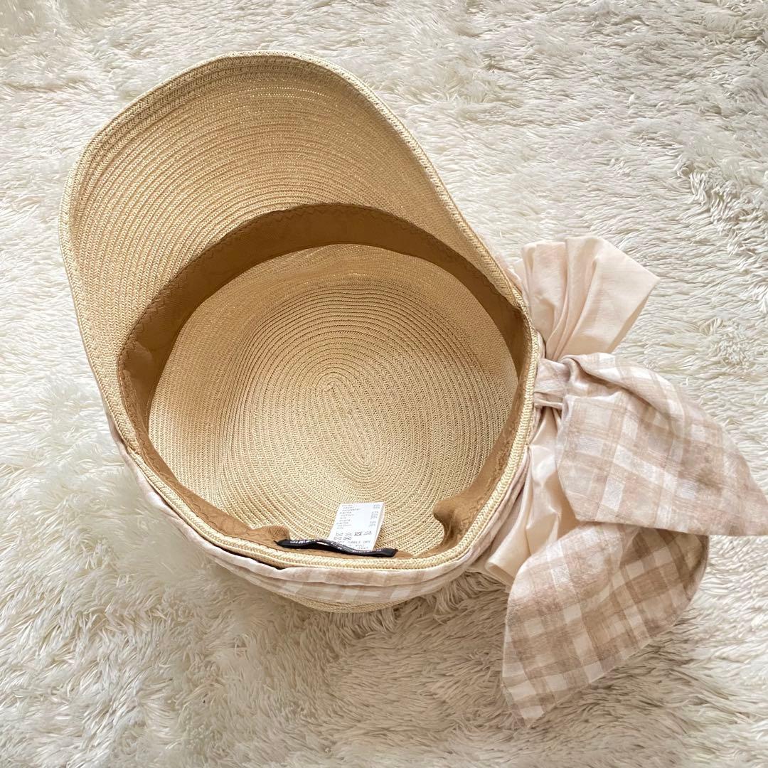 CA4LA カシラ 麦わら帽子 シルク混 リボン 日本製