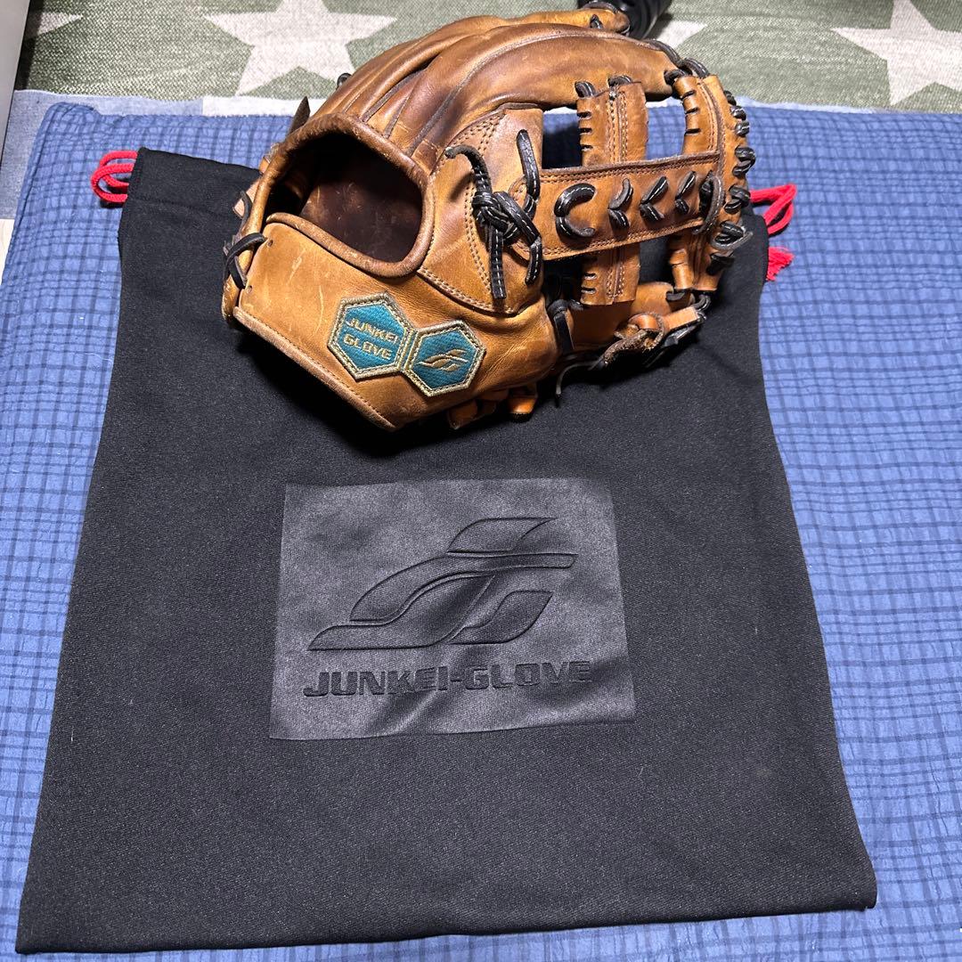 JUNKEIGLOVE ブラウン 硬式グローブ 収納袋付き