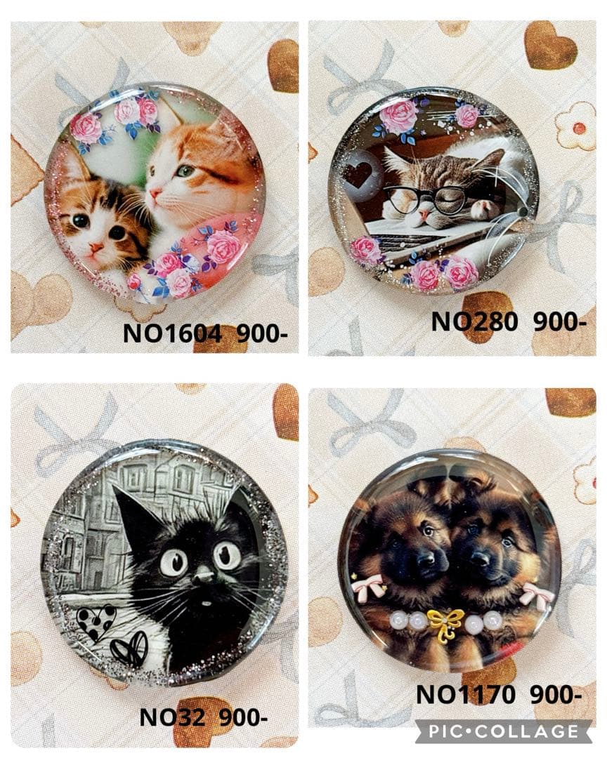 NO 359 レジン　ヘアゴム　ブローチ　ハンドメイド　猫ちゃん