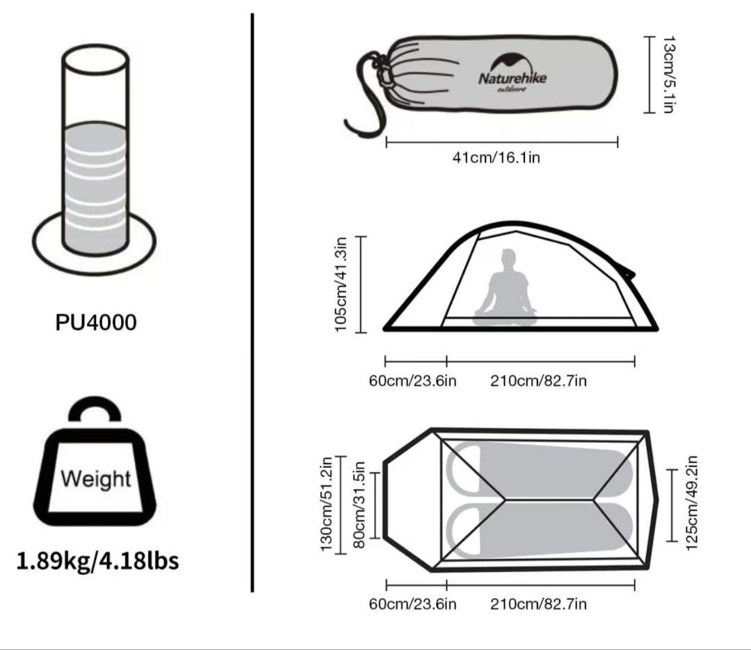 Naturehike CloudUp2アップグレード版(専用グラウンドシート付)