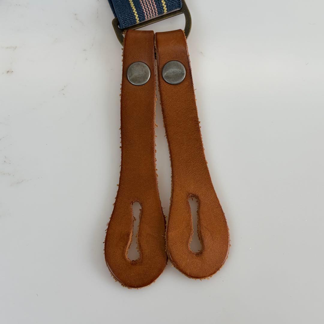 RRL レザー付き ボタン式 サスペンダー ストライプ