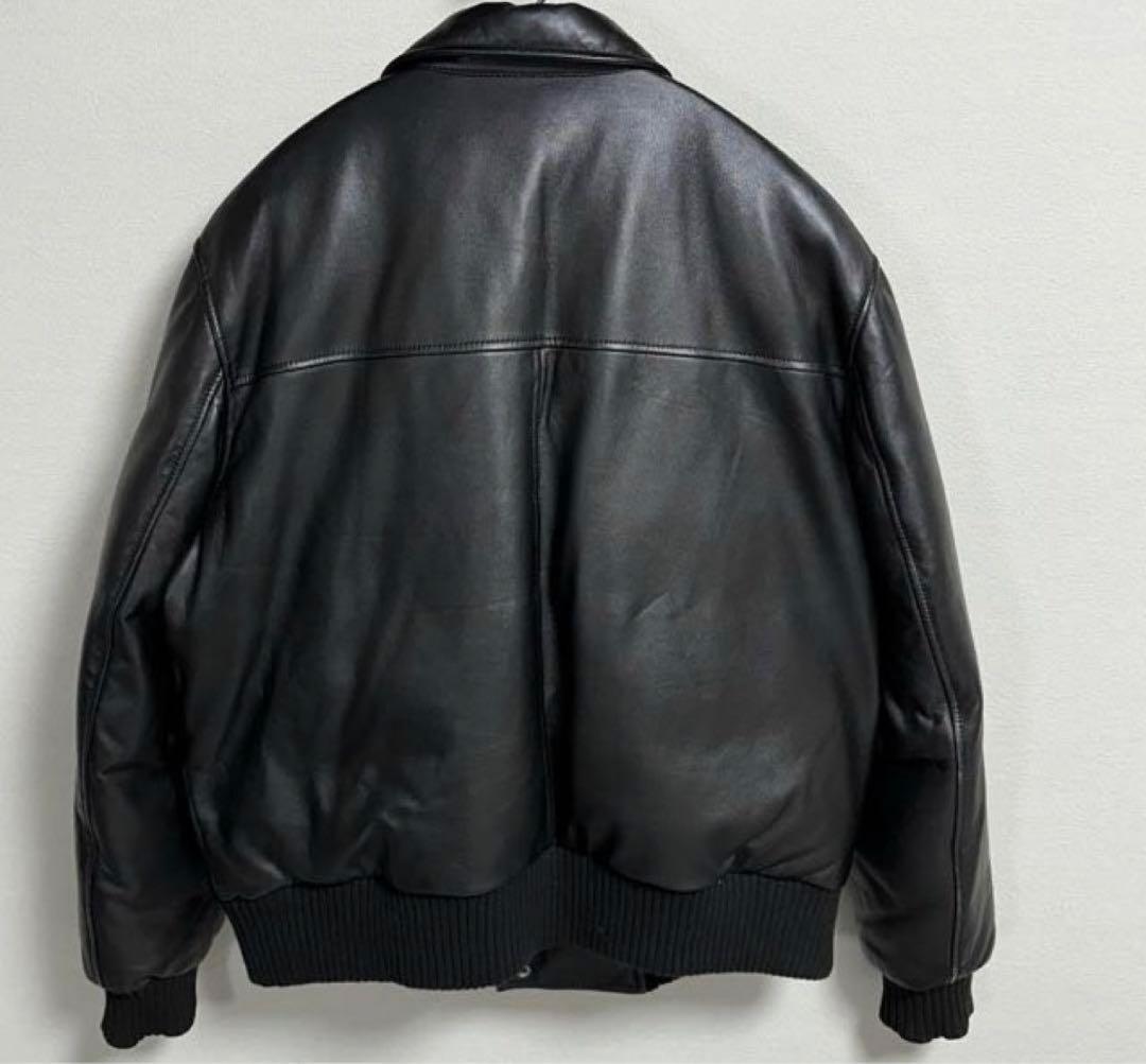 90s 美品 リアルレザー ショートダウン DKNY 本革 羊革 モード