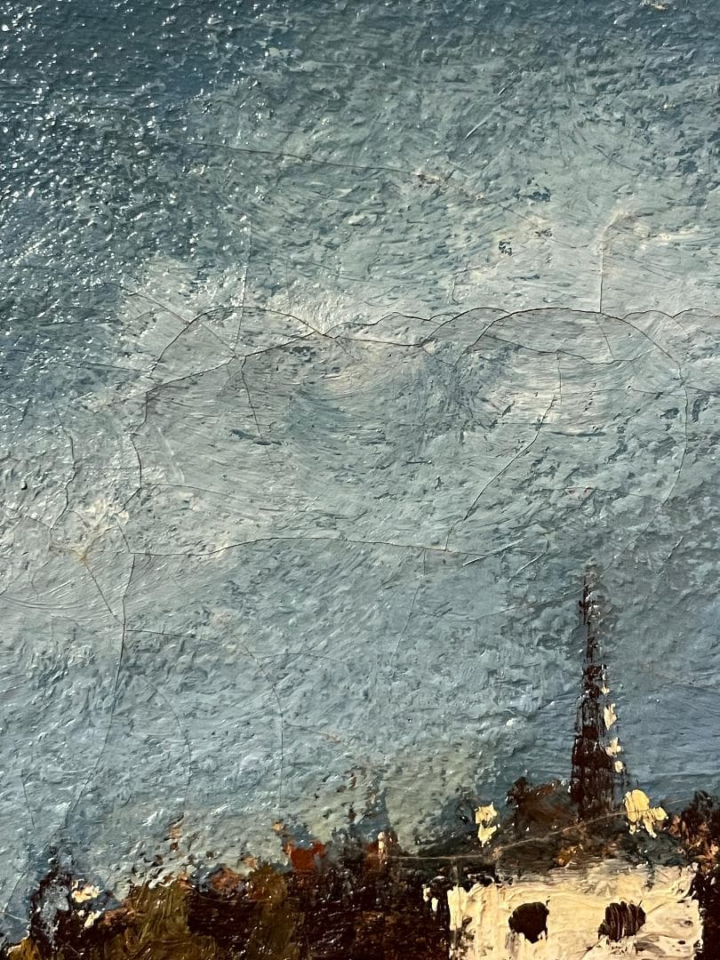 s*a様 「真作」吉川康雄「ポン.ヌフ」風景画　油彩画　額装　サイン有り　SM号