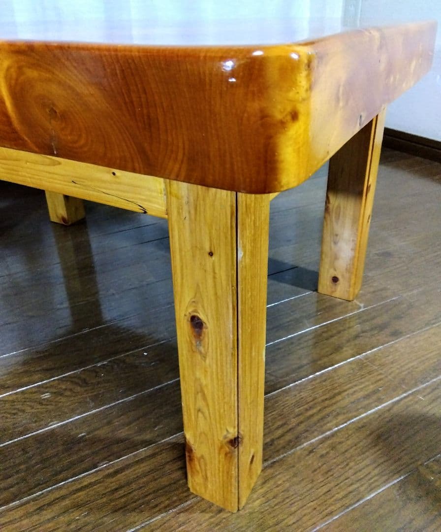 【アンティーク】欅の一枚板テーブル 小振りのカフェテーブル　センターテーブル