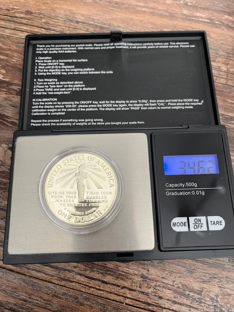 自由の女神銀貨　記念メダル　1986