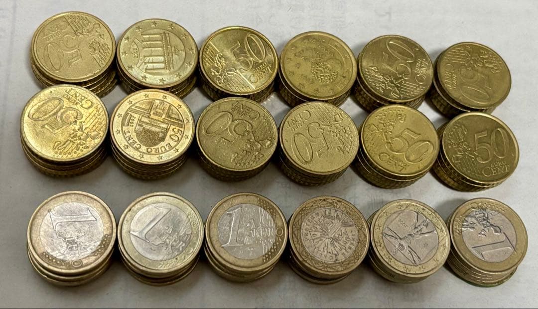 ユーロ　1ユーロ30枚　50セント60枚　セット　　硬貨　まとめ売り
