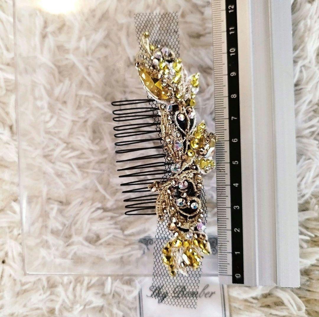 sui.R様スワロフスキーで飾るシルバー髪飾り♡ゴールド　社交ダンス　イヤリング