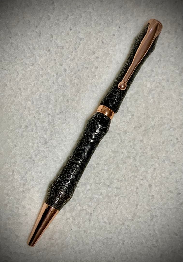 希 少 ” メタライズドウッド ”高級ボールペン カッパーディテール