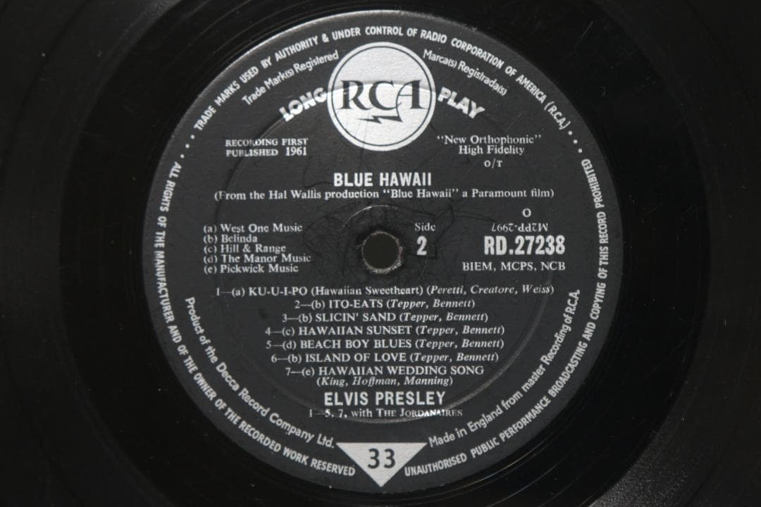 英LP Elvis Presley Blue Hawaii UK盤 Mono深溝