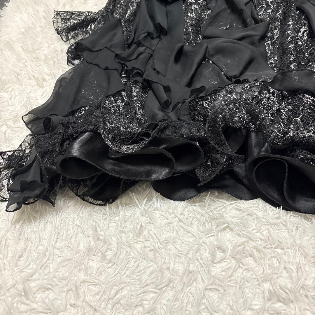 prima boutique 社交ダンス　ワンピース　黒　フリル　レース