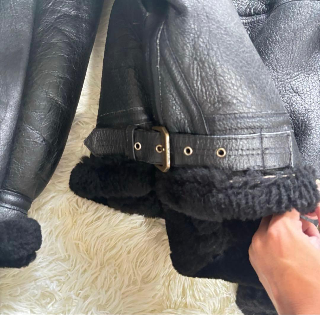 美品✨AVIREX ムートン　レザージャケット　B-3 羊革　36 ブラック