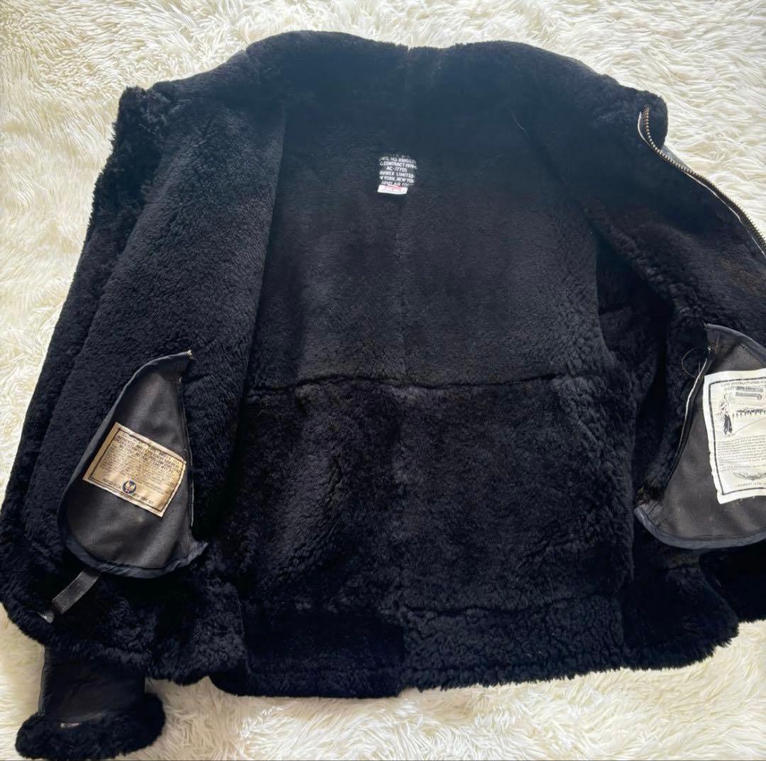 美品✨AVIREX ムートン　レザージャケット　B-3 羊革　36 ブラック