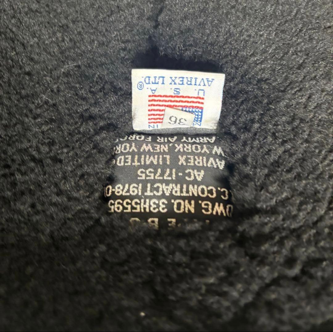 美品✨AVIREX ムートン　レザージャケット　B-3 羊革　36 ブラック