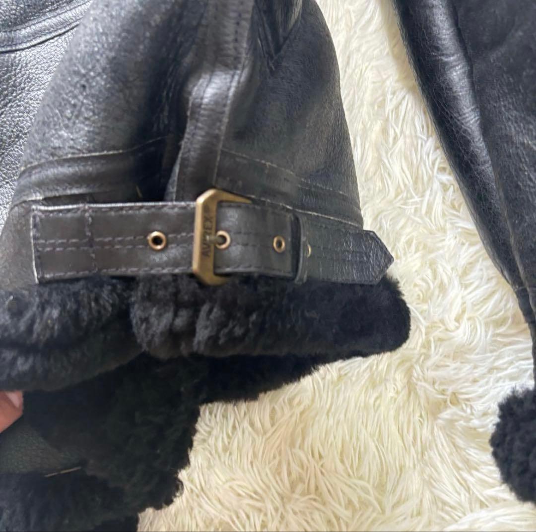 美品✨AVIREX ムートン　レザージャケット　B-3 羊革　36 ブラック