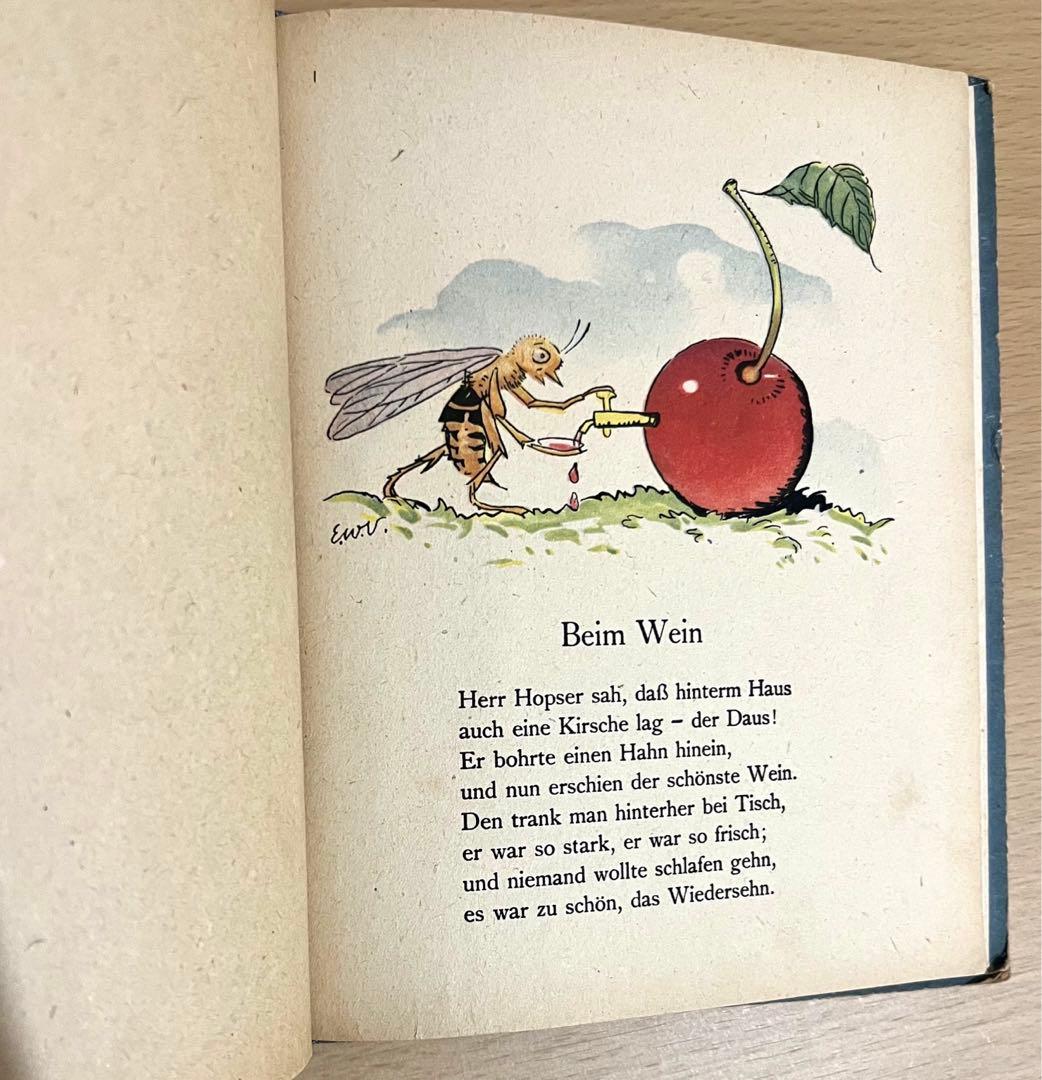 No.214希少 ドイツ 古書 絵本  児童書  昆虫の妖精　自然　アンティーク