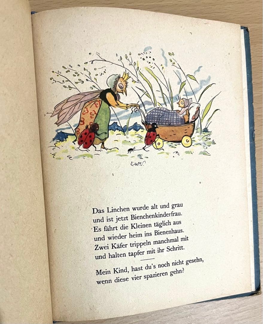 No.214希少 ドイツ 古書 絵本  児童書  昆虫の妖精　自然　アンティーク