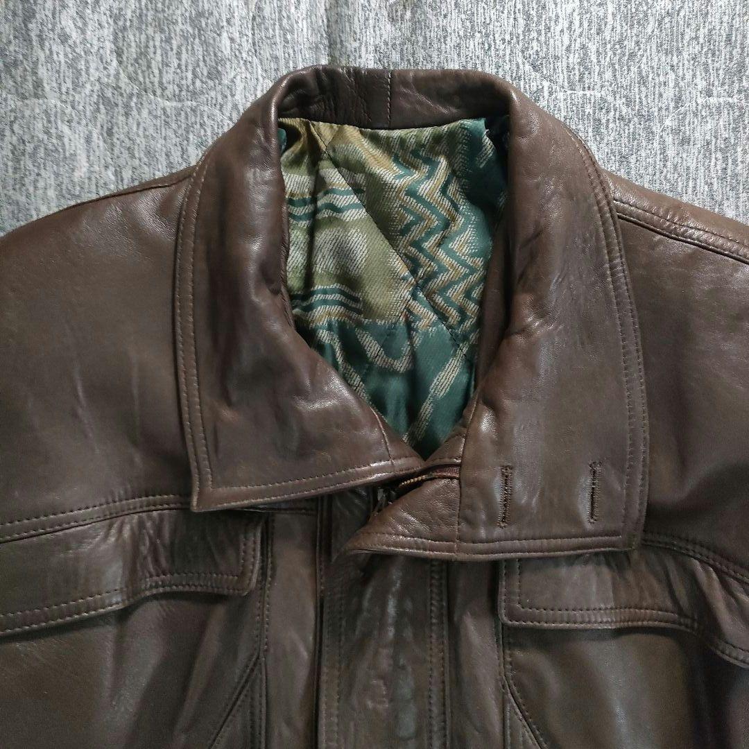 スペイン製 vintage フライトジャケット A2 本革 裏地総柄 短丈 M