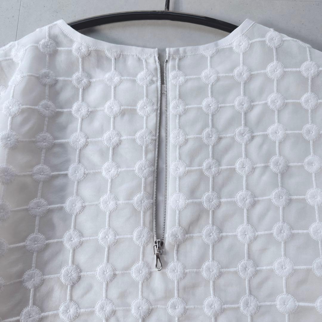 ADOREブラウス9分袖シルク100 カットワークレース エンブロイダリー