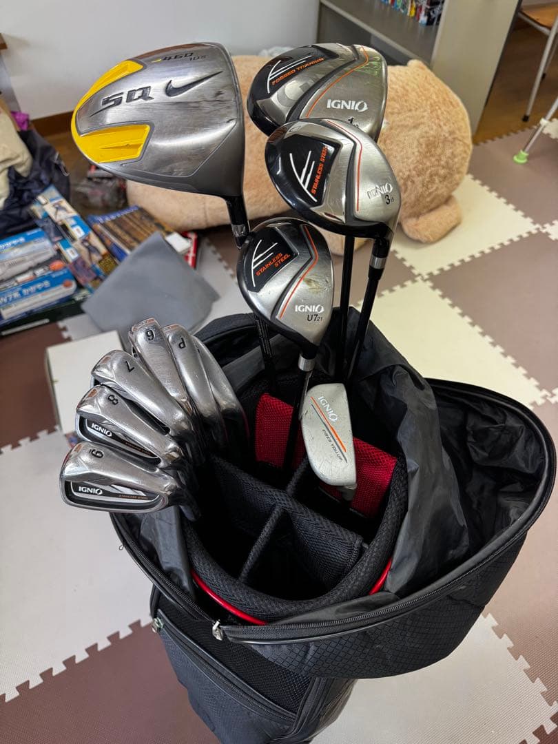 IGNIO ゴルフバッグ 黒/赤 ゴルフクラブセット