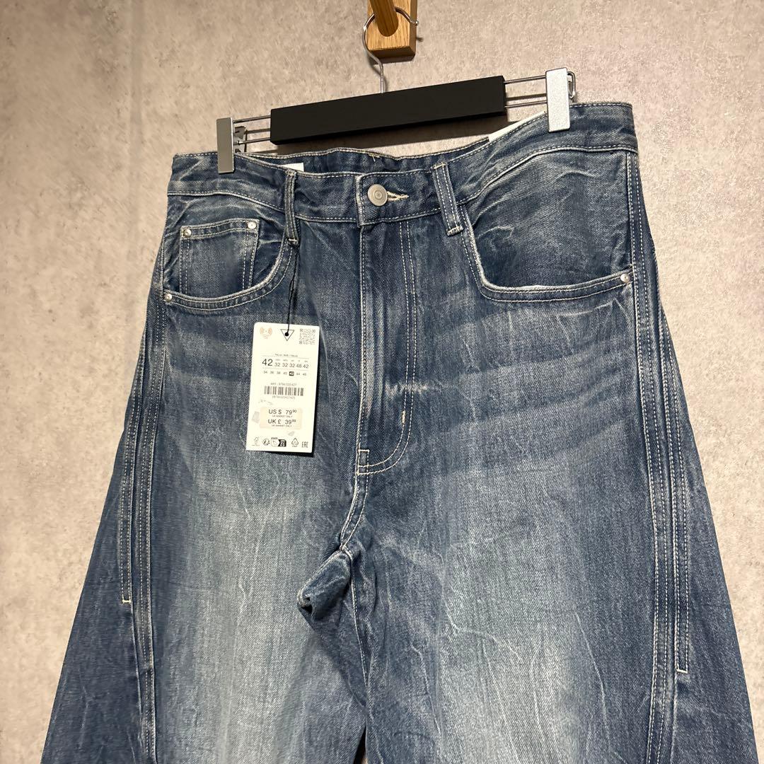 ZARA ザラ バギーフィットツイストシームデニムパンツ EU42 JP32