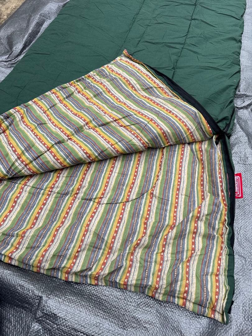 ２個セットColeman製封筒型の寝袋 緑/赤
