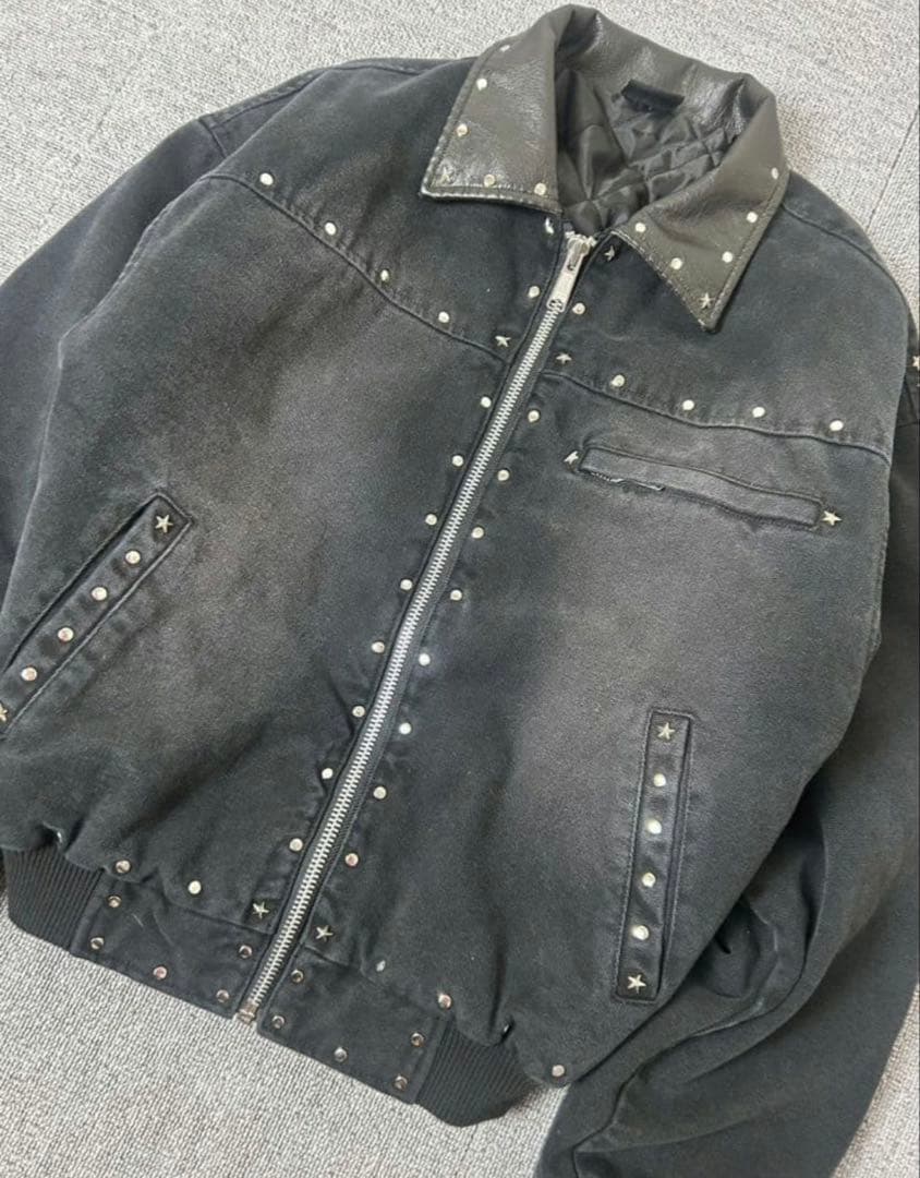 Belvet Star Studded Work Jacket レザー M