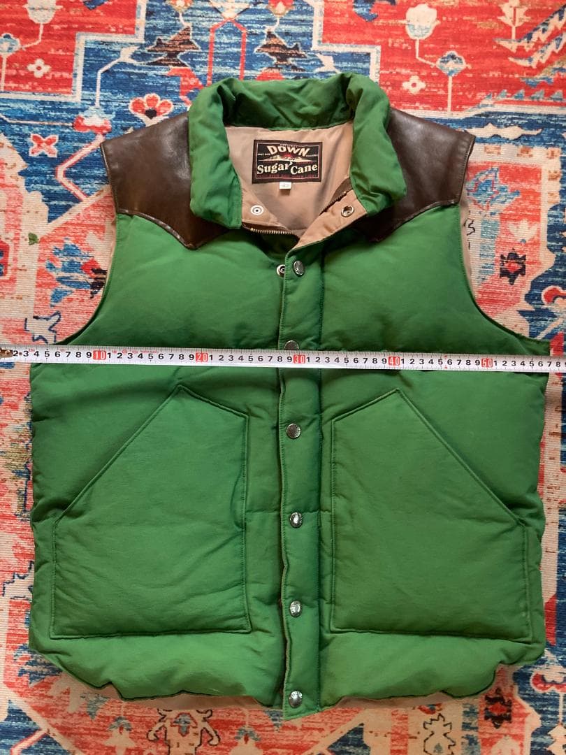 シュガーケーン　レザーヨークダウンベスト　Lサイズ