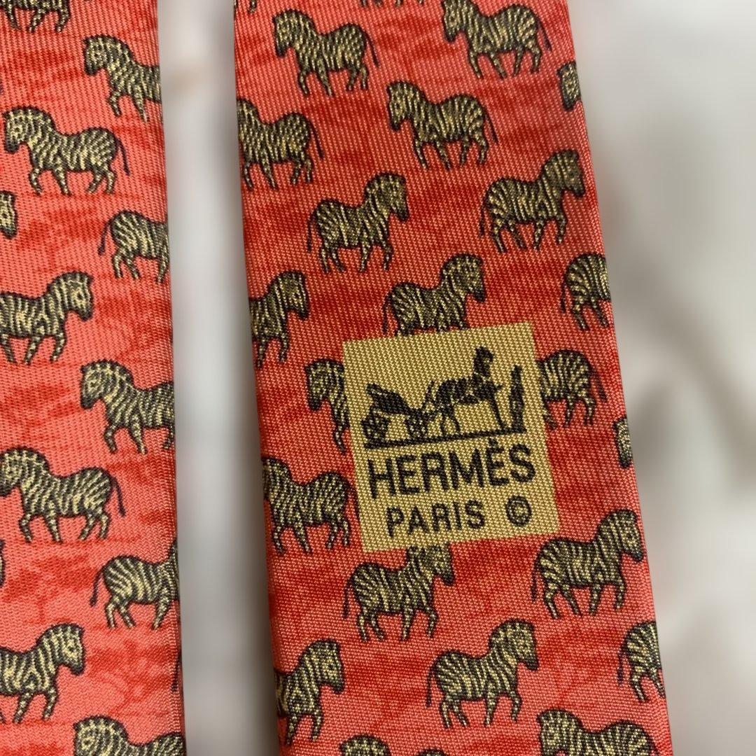 HERMES シマウマ柄 シルクネクタイ