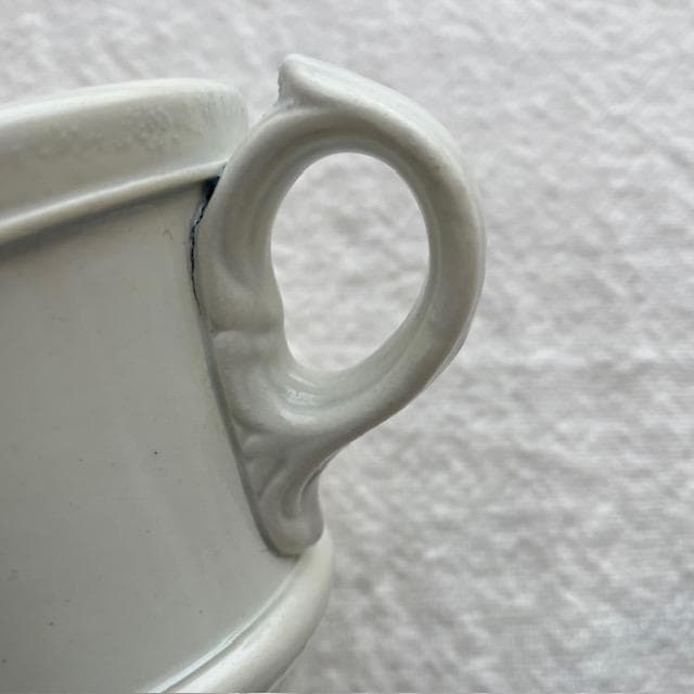 希少美品◆クレイユモントロー白いブリュロオクトゴナルカフェオレボウルカップジアン