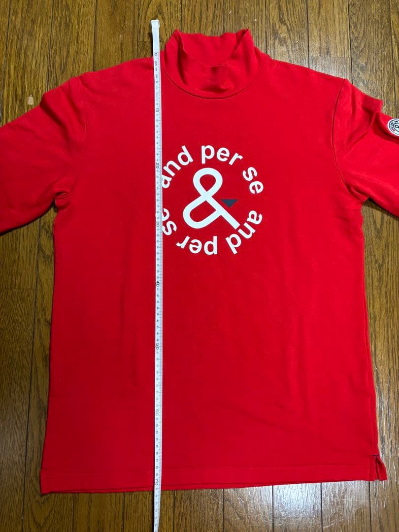 and per se アンパスィ メンズ セルヒート長袖ハイネックシャツ赤色