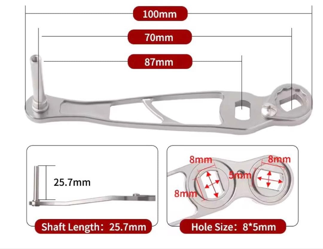 ウッドノブ　リールハンドル　パワーゲーム　ラウンドノブ付　ローズウッド　シルバー
