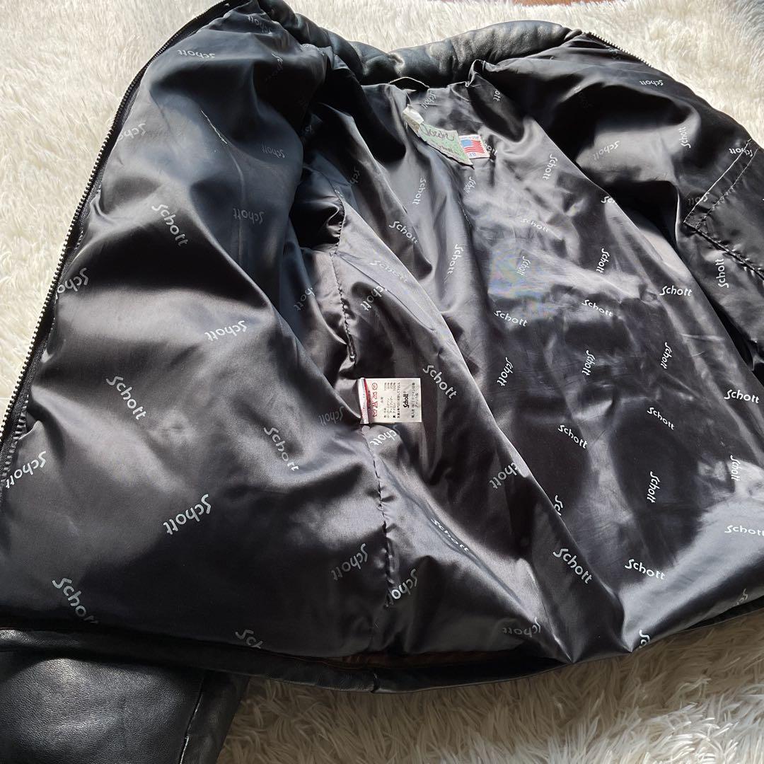 美品✨90's schott レザーダウンジャケット　本革　38 黒　キムタク