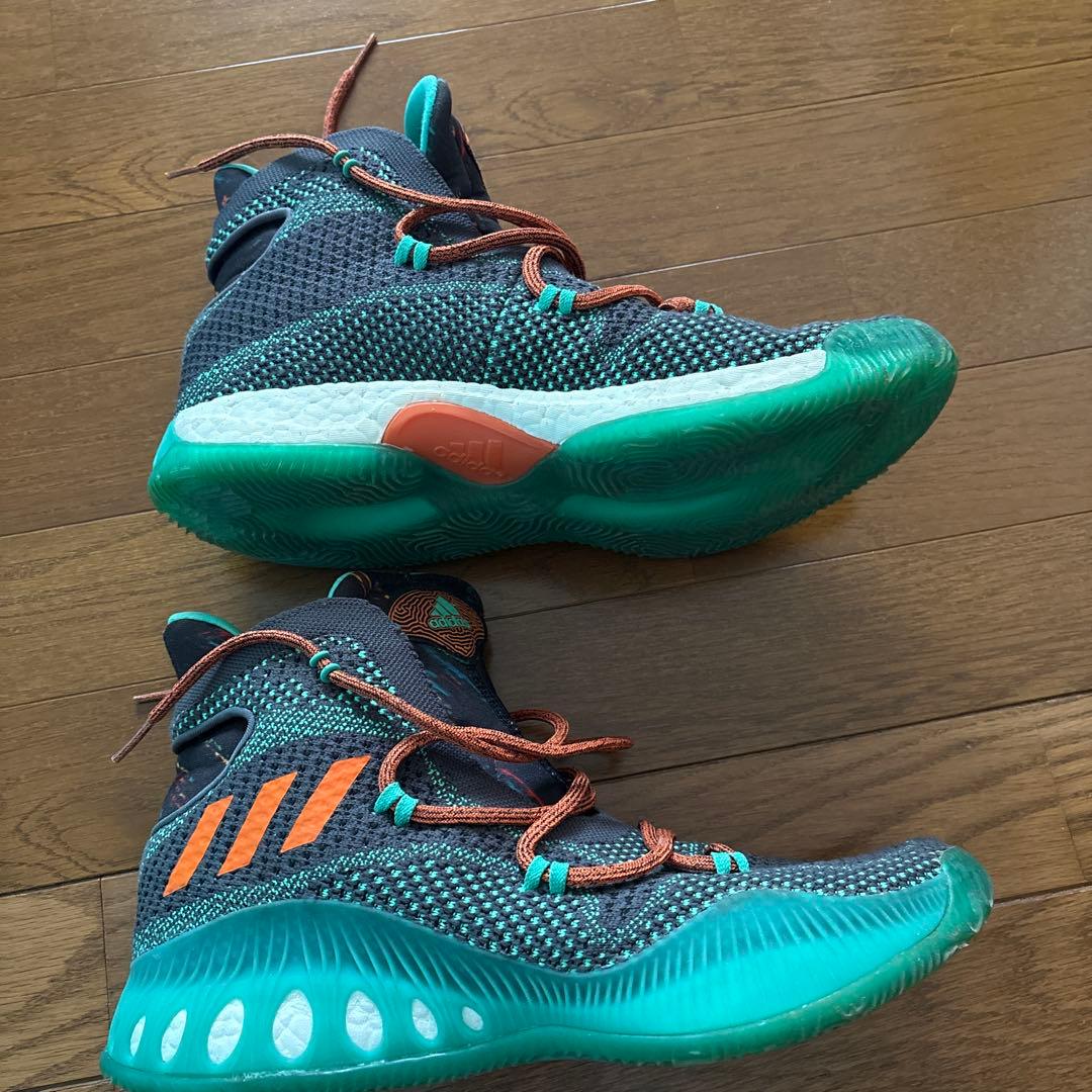 adidas バスケットシューズ ハイカット グレー/ターコイズ/オレンジ